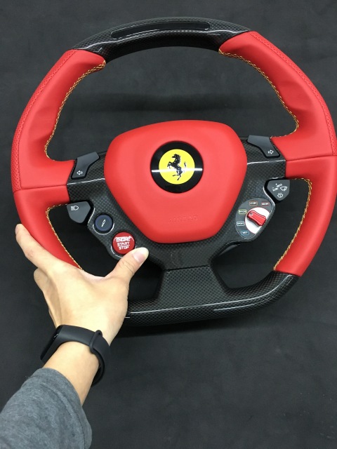 Ferrari Performance Steering Wheel | Carbon Fiber & Red Leather with Manettino Dial,OUE CARBON FIBER,Ferrari Performance Steering Wheel