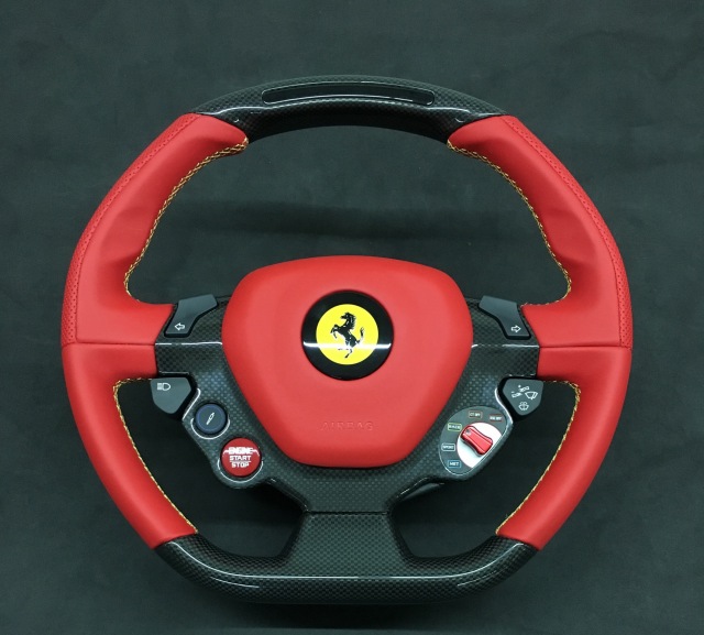 Ferrari Performance Steering Wheel | Carbon Fiber & Red Leather with Manettino Dial,OUE CARBON FIBER,Ferrari Performance Steering Wheel