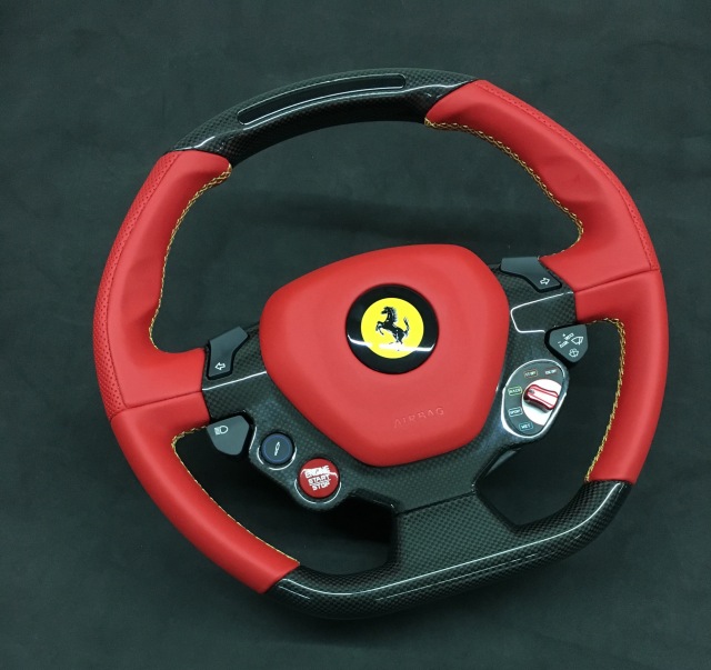 Ferrari Performance Steering Wheel | Carbon Fiber & Red Leather with Manettino Dial,OUE CARBON FIBER,Ferrari Performance Steering Wheel