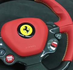 Ferrari Performance Steering Wheel | Carbon Fiber & Red Leather with Manettino Dial,OUE CARBON FIBER,Ferrari Performance Steering Wheel