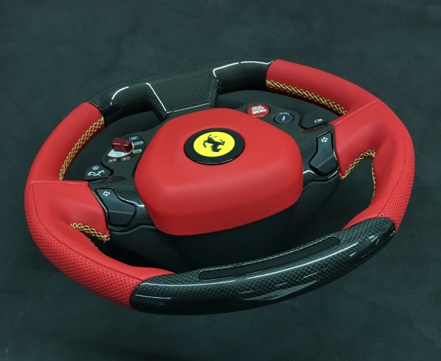 Ferrari Performance Steering Wheel | Carbon Fiber & Red Leather with Manettino Dial,OUE CARBON FIBER,Ferrari Performance Steering Wheel