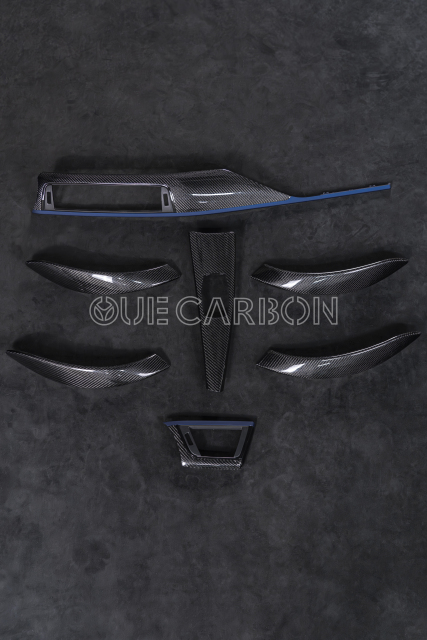 BMW 3 Series Interior Trim Set | Gloss Carbon Fiber with Blue Accent,OUE CARBON FIBER,BMW 3 Series Interior Trim Set | Gloss Carbon Fiber with Blue Accent