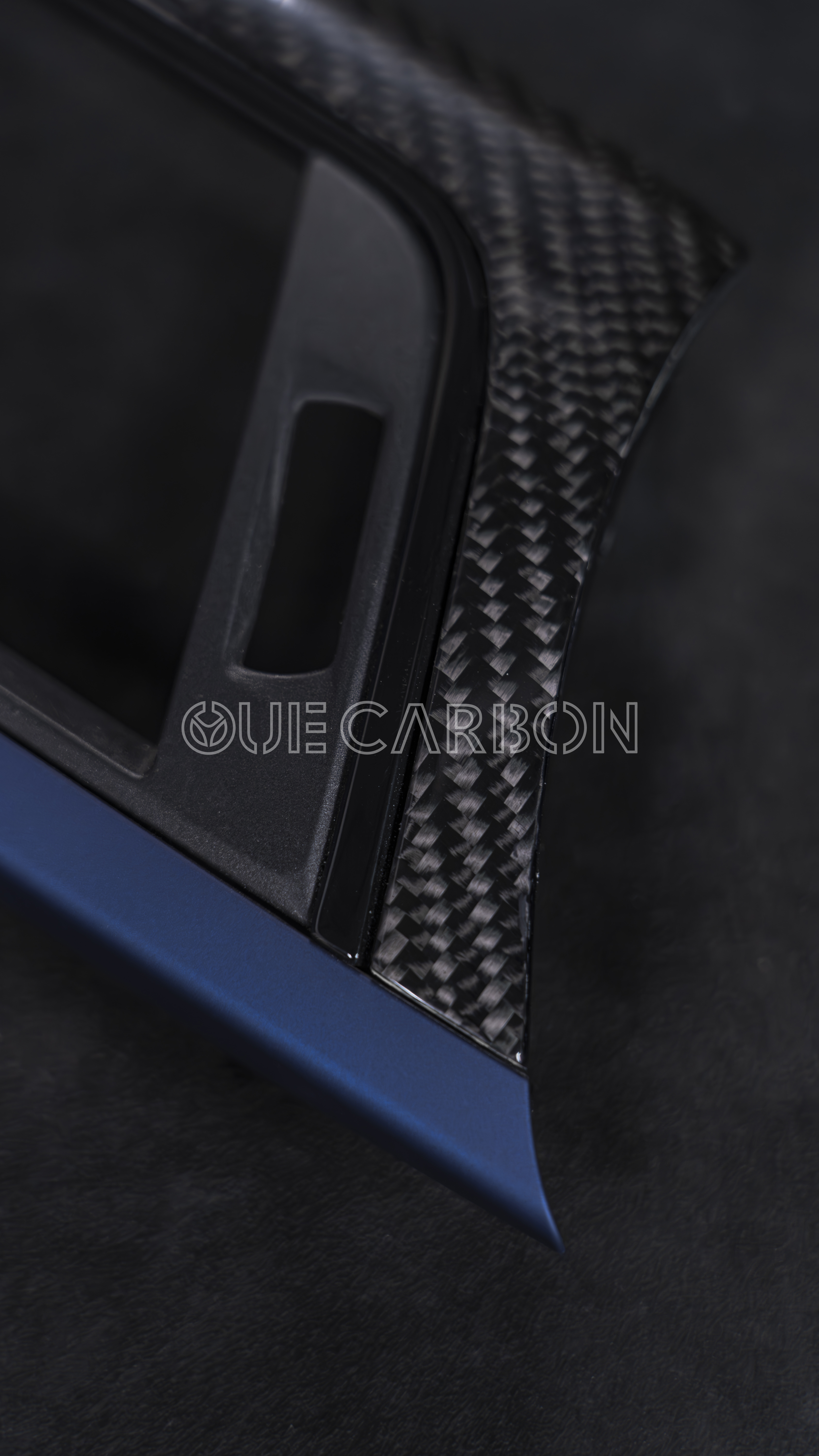 BMW 3 Series Interior Trim Set | Gloss Carbon Fiber with Blue Accent,OUE CARBON FIBER,BMW 3 Series Interior Trim Set | Gloss Carbon Fiber with Blue Accent