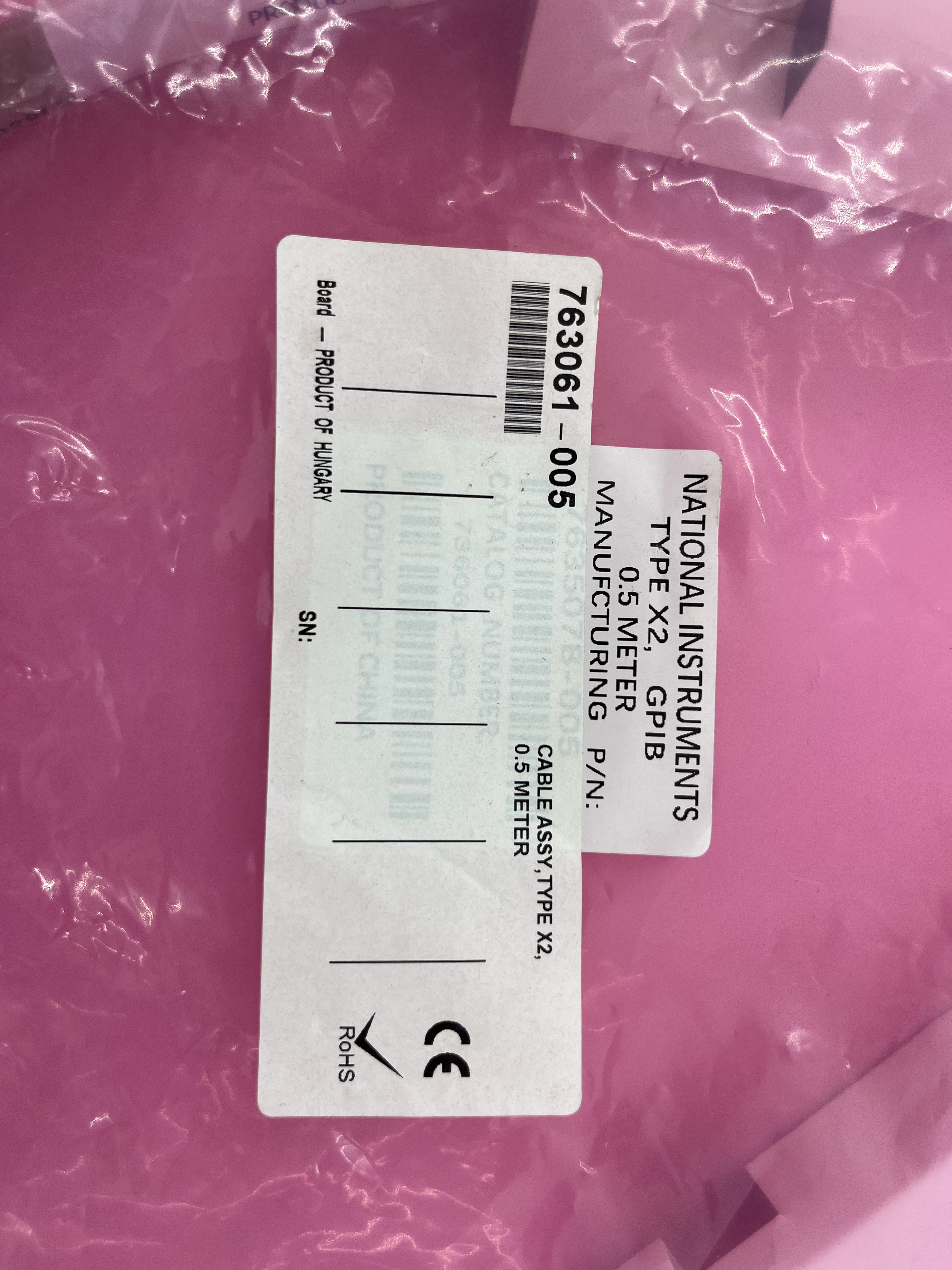 NI Type X2 Double-Shielded Stackable GPIB Cable 0.5m PN:763061-005,NI-Module,NI Type X2 Double-Shielded Stackable GPIB Cable 0.5m PN:763061-005