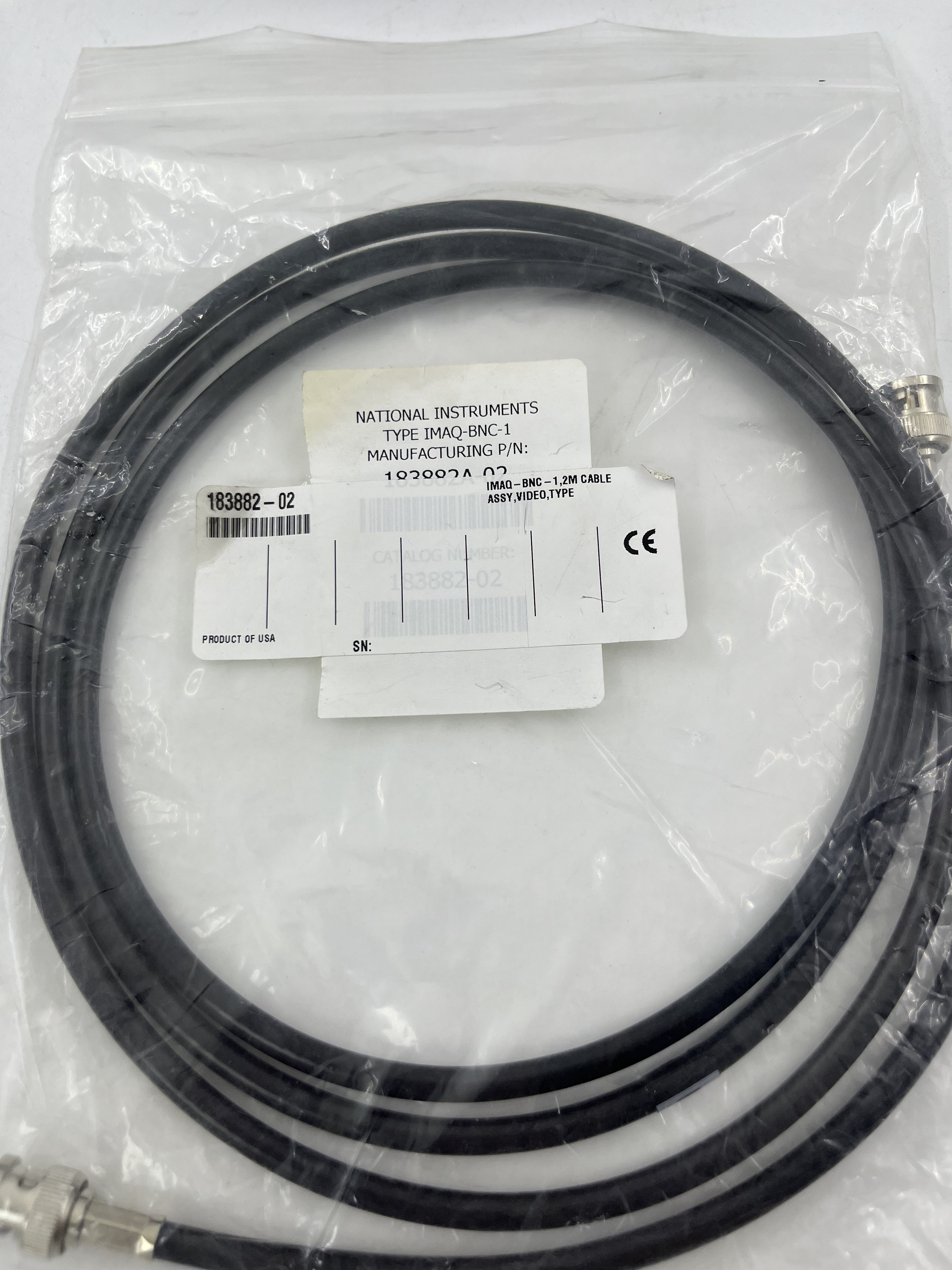 NI IMAQ-BNC-1 Coaxial Camera Cable 2m PN:183882-02,NI-Module,NI IMAQ-BNC-1 Coaxial Camera Cable 2m PN:183882-02