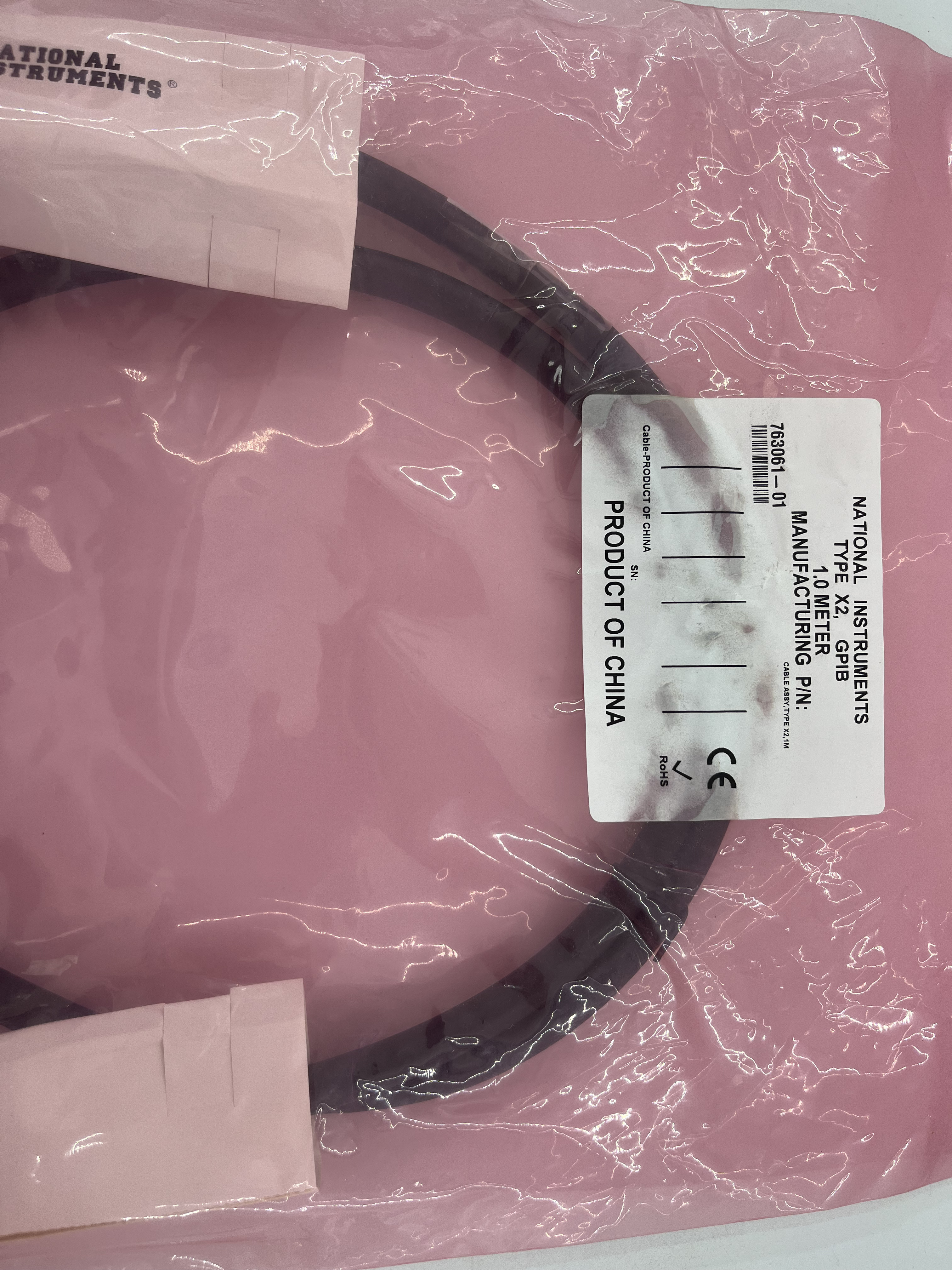NI Cable Assy 763061-01 X2 Double-Shielded 1m Stackable GPIB Cable PN:763061-01,NI-Module,NI Cable Assy 763061-01 X2 Double-Shielded 1m Stackable GPIB Cable PN:763061-01