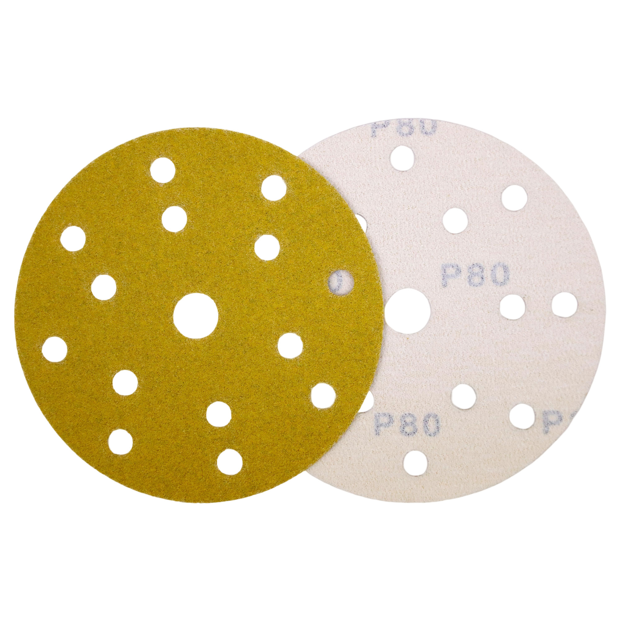 150mm P80 15-Hole Yellow Sanding Disc for Automotive and Wood Sanding,150mm P80 15-Hole Yellow Sanding Disc for Automotive and Wood Sanding