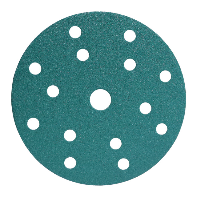 Aozhong 6-Inch 15-Hole Green Polyester Film Sanding Disc P120,Aozhong 6-Inch 15-Hole Green Polyester Film Sanding Disc P120