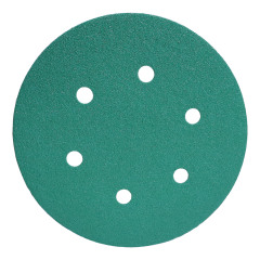 6-Inch 6-Hole Green Polyester Film Sanding Disc P120,6-Inch 6-Hole Green Polyester Film Sanding Disc P120