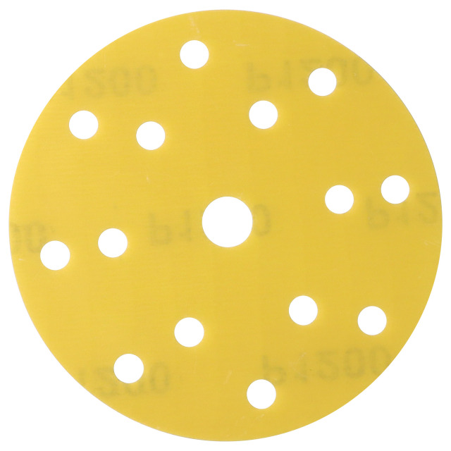 4-Inch 15-Hole Yellow Polyester Film Sanding Disc P1200,4-inch 15-hole yellow polyester film sanding disc P1200
