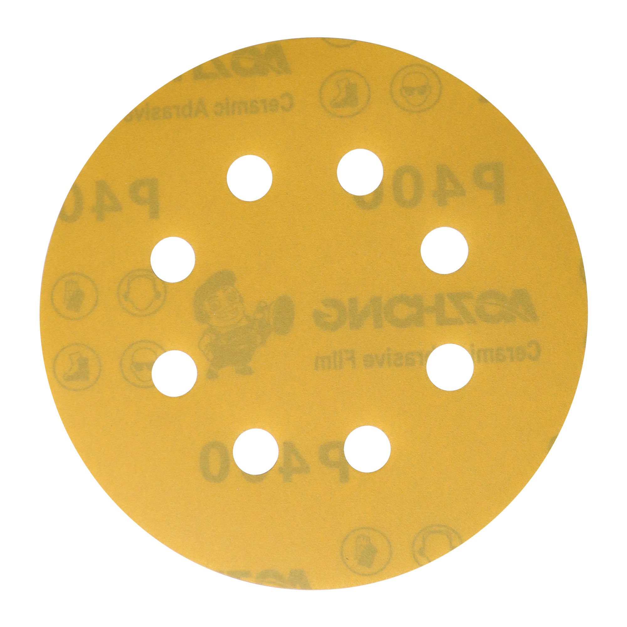 6-inch 8-hole yellow polyester film sanding disc P400,6-inch 8-hole yellow polyester film sanding disc P400