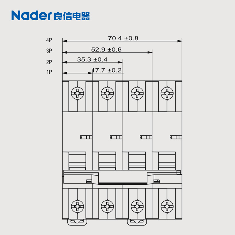 NDB2-63D Series 1P Unipolar Genuine Shanghai Liangxin Nader Circuit Breaker Air Switch