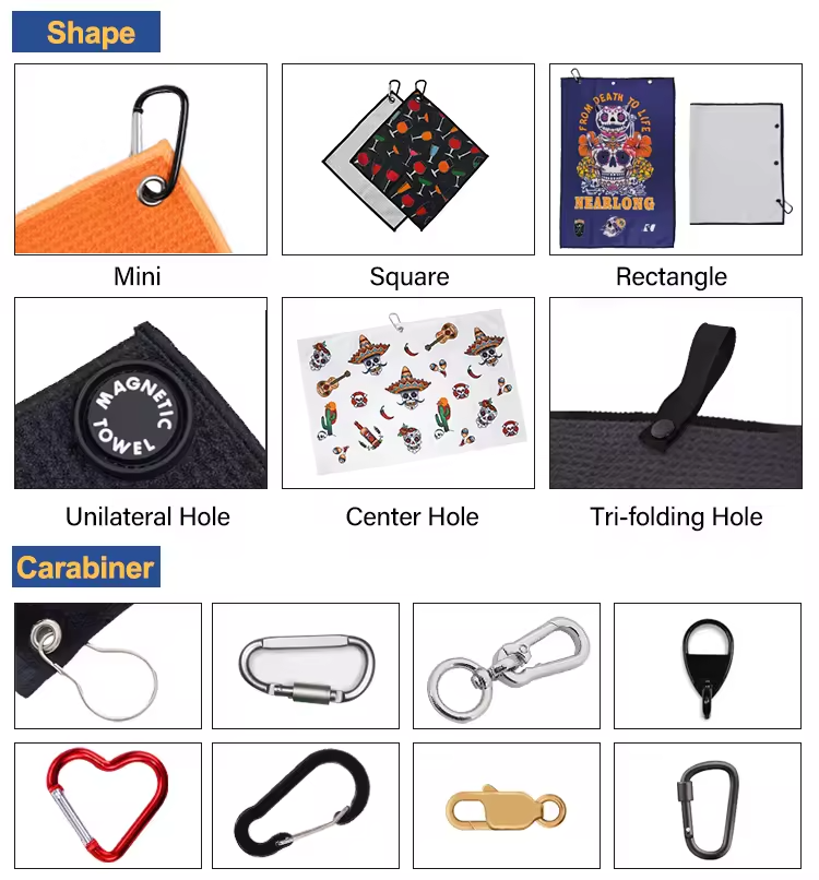 Waffle Golf Towel,www.nearlonggolf.com,Tri Fold Golf Towel With Logo For Golf Clubs And Pro Shops