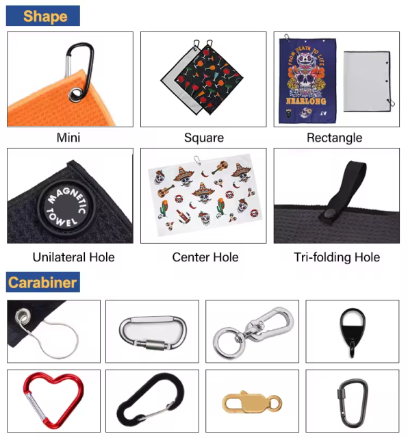 Waffle Golf Towel,www.nearlonggolf.com,Tri Fold Golf Towel With Logo For Golf Clubs And Pro Shops