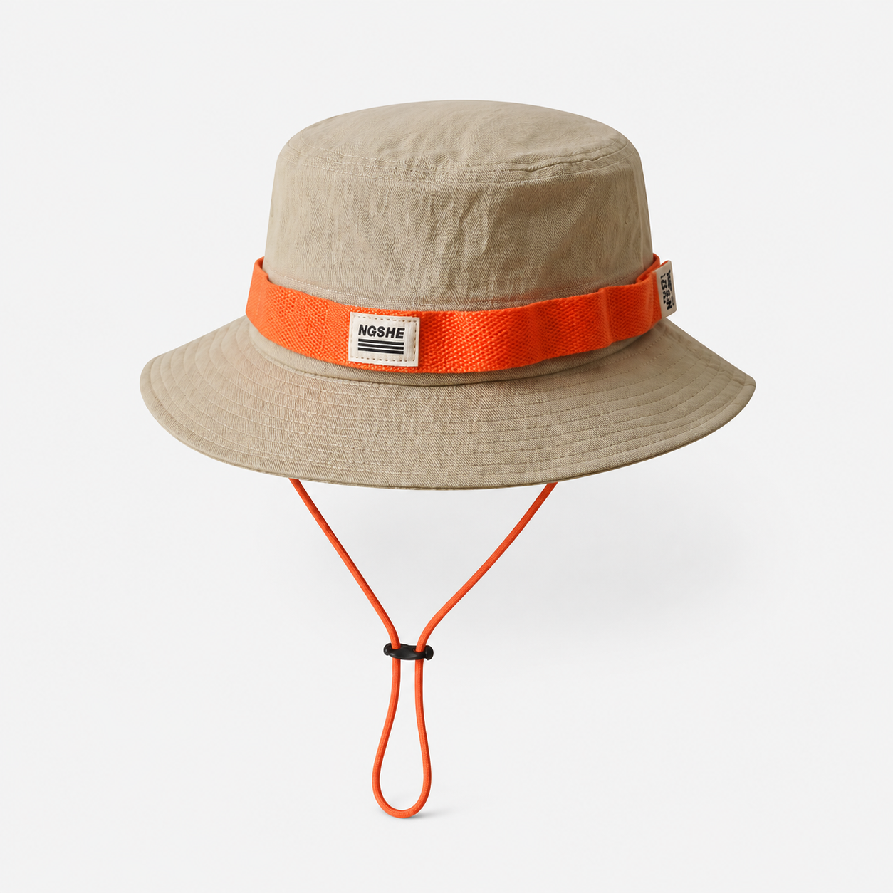 Custom Golf Bucket Hat,www.nearlonggolf.com,Khaki Golf Boonie Bucket Hat With Chin Strap