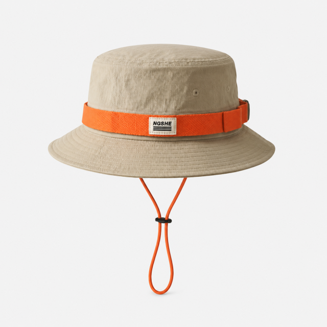 Custom Golf Bucket Hat,www.nearlonggolf.com,Khaki Golf Boonie Bucket Hat With Chin Strap