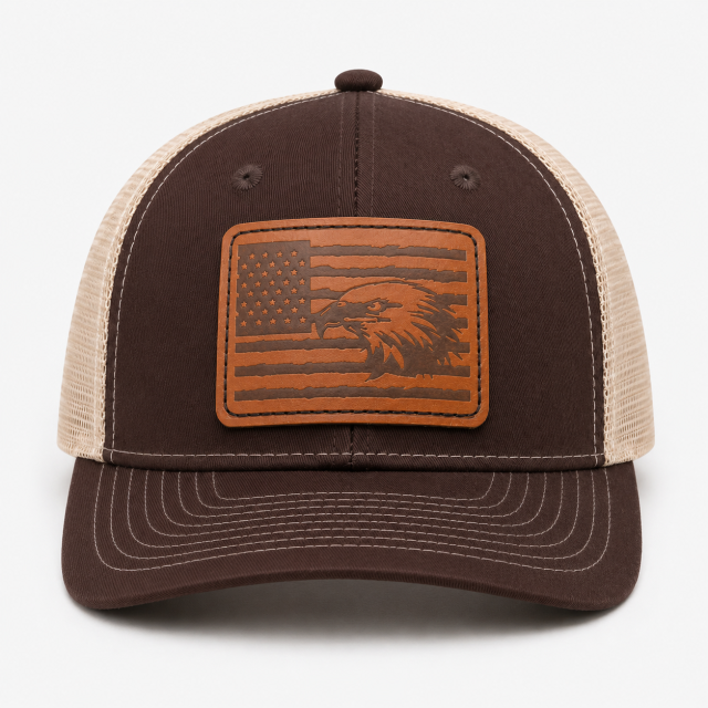 Golf Baseball Cap,www.nearlonggolf.com,Eagle Leather Badge Golf Trucker Cap