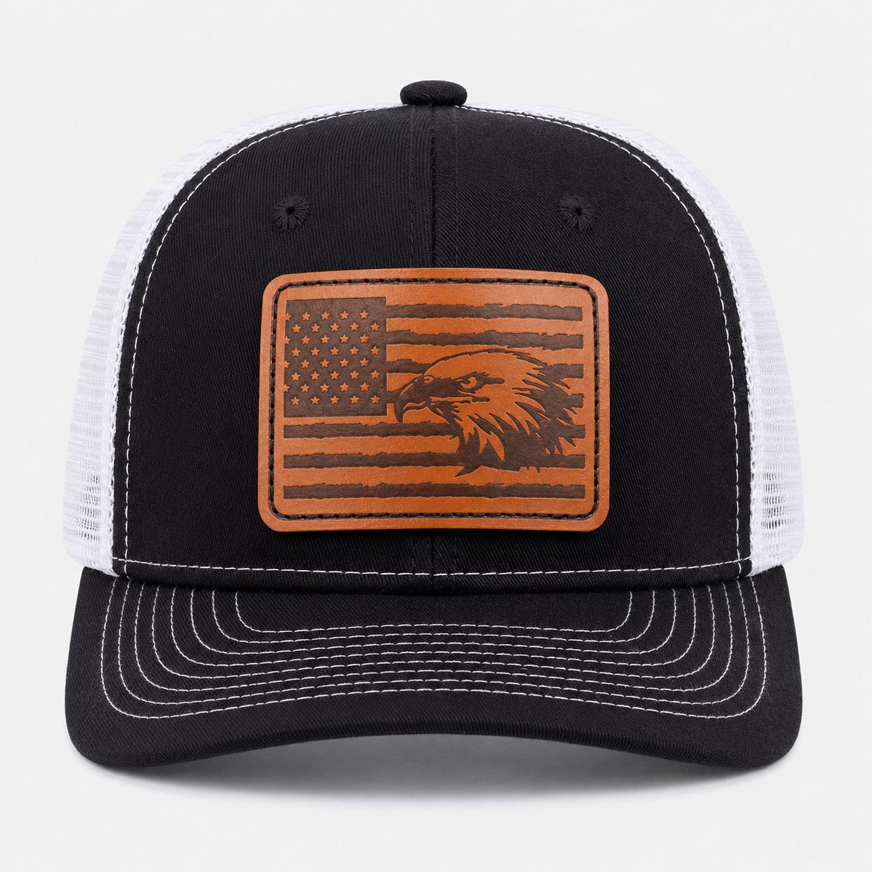 Golf Baseball Cap,www.nearlonggolf.com,Brown Mesh Back Golf Cap With Leather Patch