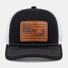 Golf Baseball Cap,www.nearlonggolf.com,Brown Mesh Back Golf Cap With Leather Patch