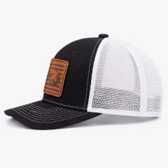 Golf Baseball Cap,www.nearlonggolf.com,Brown Mesh Back Golf Cap With Leather Patch