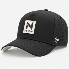 ブラックパフォーマンスゴルフキャップ、www.nearlonggolf.com、ラバーパッド付きブラックパフォーマンスゴルフキャップ