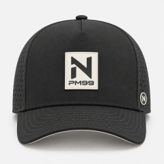 ブラックパフォーマンスゴルフキャップ、www.nearlonggolf.com、ラバーパッド付きブラックパフォーマンスゴルフキャップ