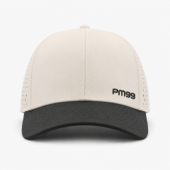 White Golf Cap,www.nearlonggolf.com,Two Tone Golf Cap With Black Brim And Vented Panels