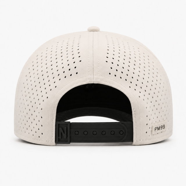 White Golf Cap,www.nearlonggolf.com,Two Tone Golf Cap With Black Brim And Vented Panels