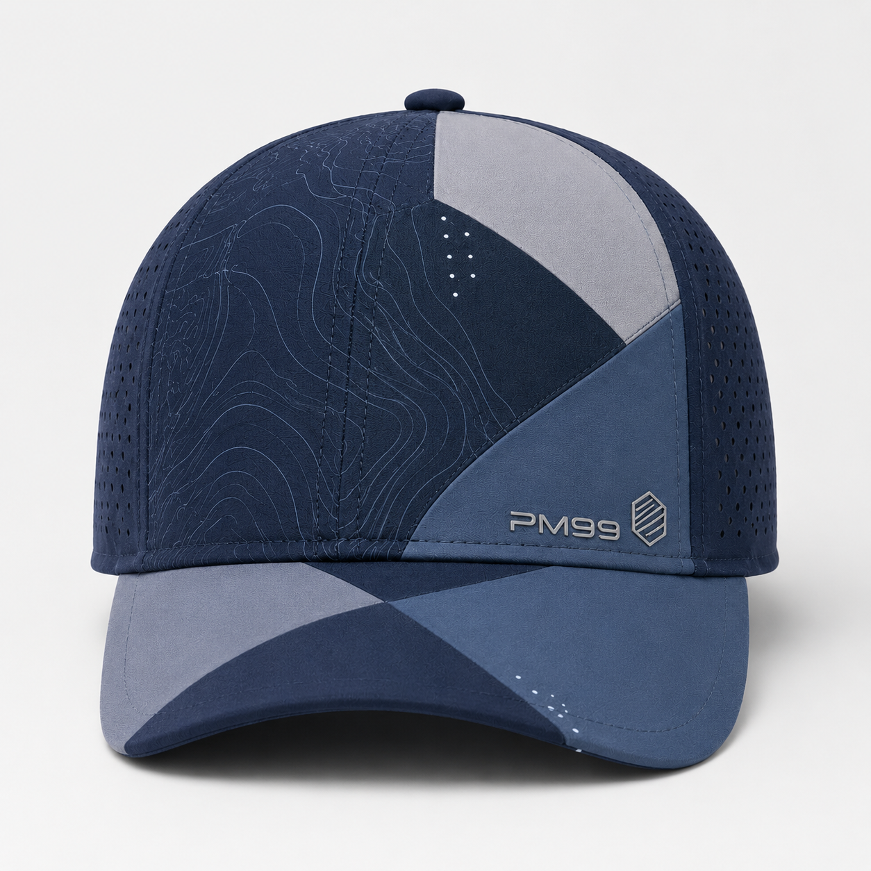 Navy Blue 6 Panel Golf Cap,www.nearlonggolf.com,Navy Blue 6 Panel Golf Cap With Topographic Pattern