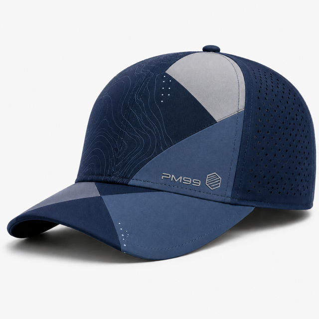 Navy Blue 6 Panel Golf Cap,www.nearlonggolf.com,Navy Blue 6 Panel Golf Cap With Topographic Pattern