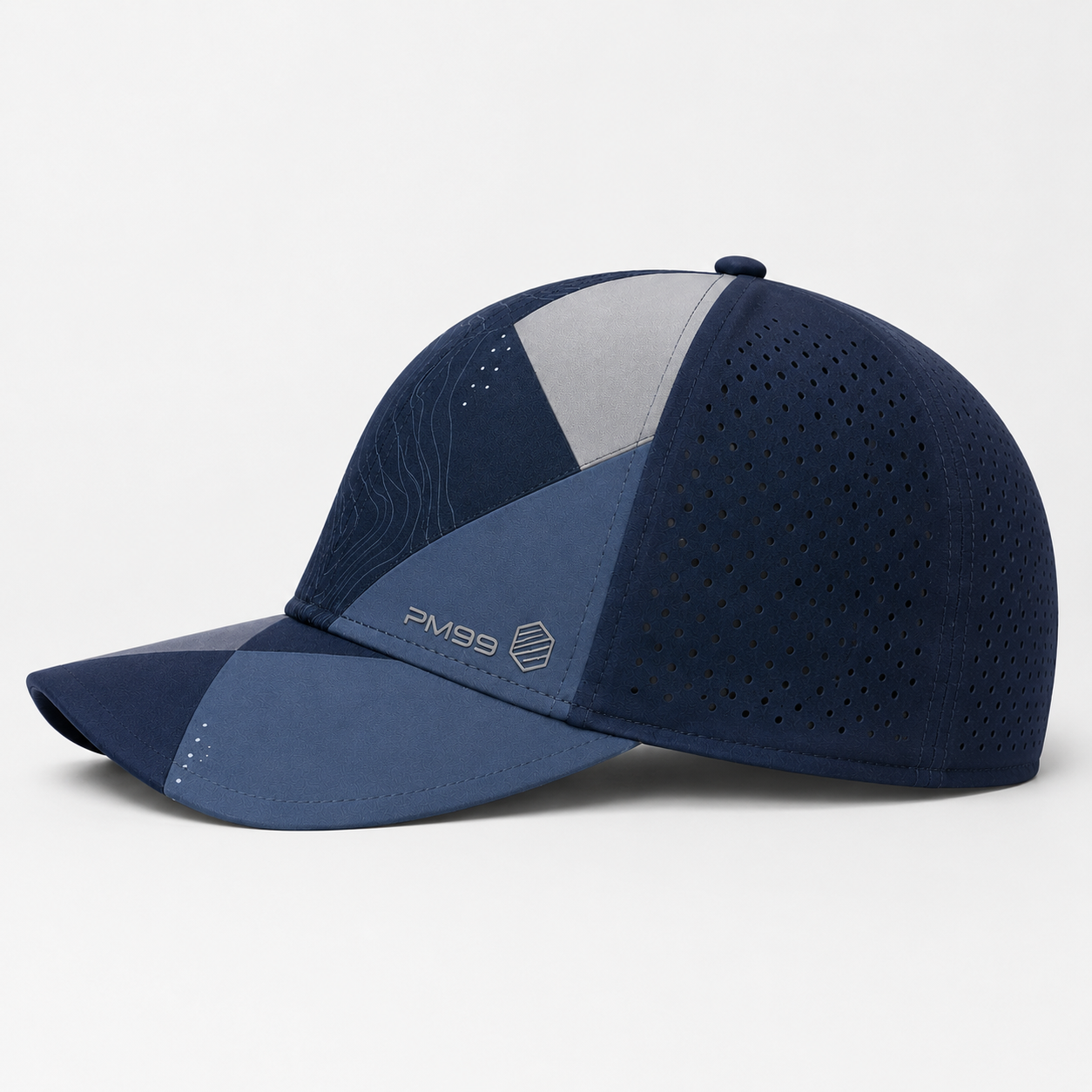 Navy Blue 6 Panel Golf Cap,www.nearlonggolf.com,Navy Blue 6 Panel Golf Cap With Topographic Pattern