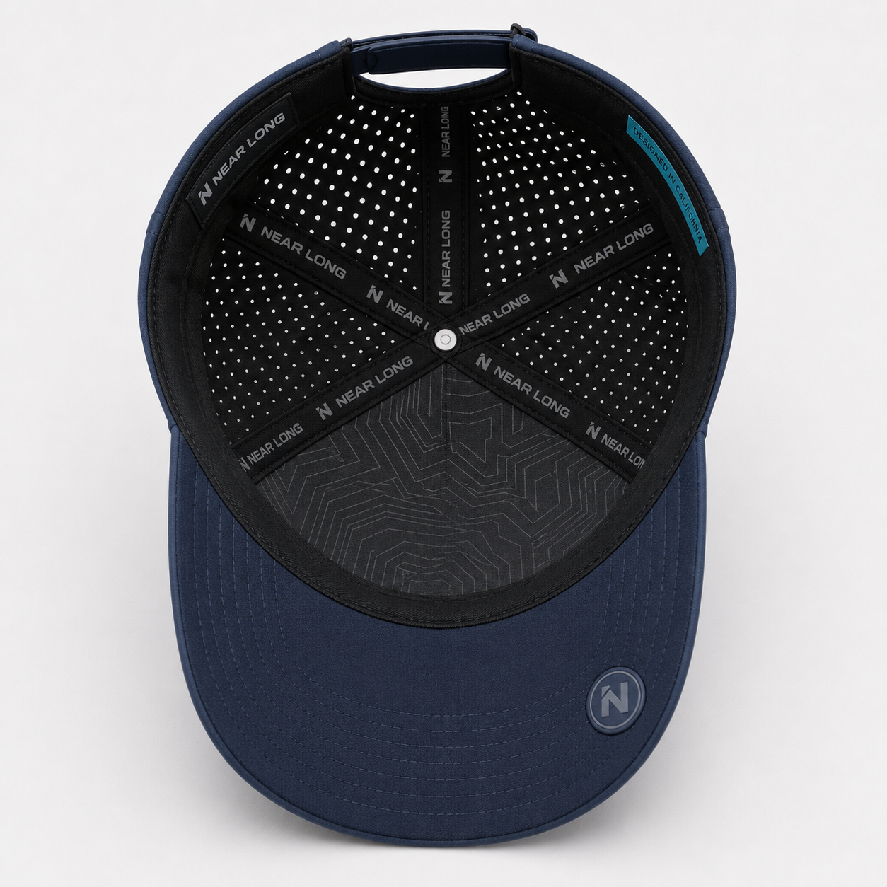 Navy Blue 6 Panel Golf Cap,www.nearlonggolf.com,Navy Blue 6 Panel Golf Cap With Topographic Pattern