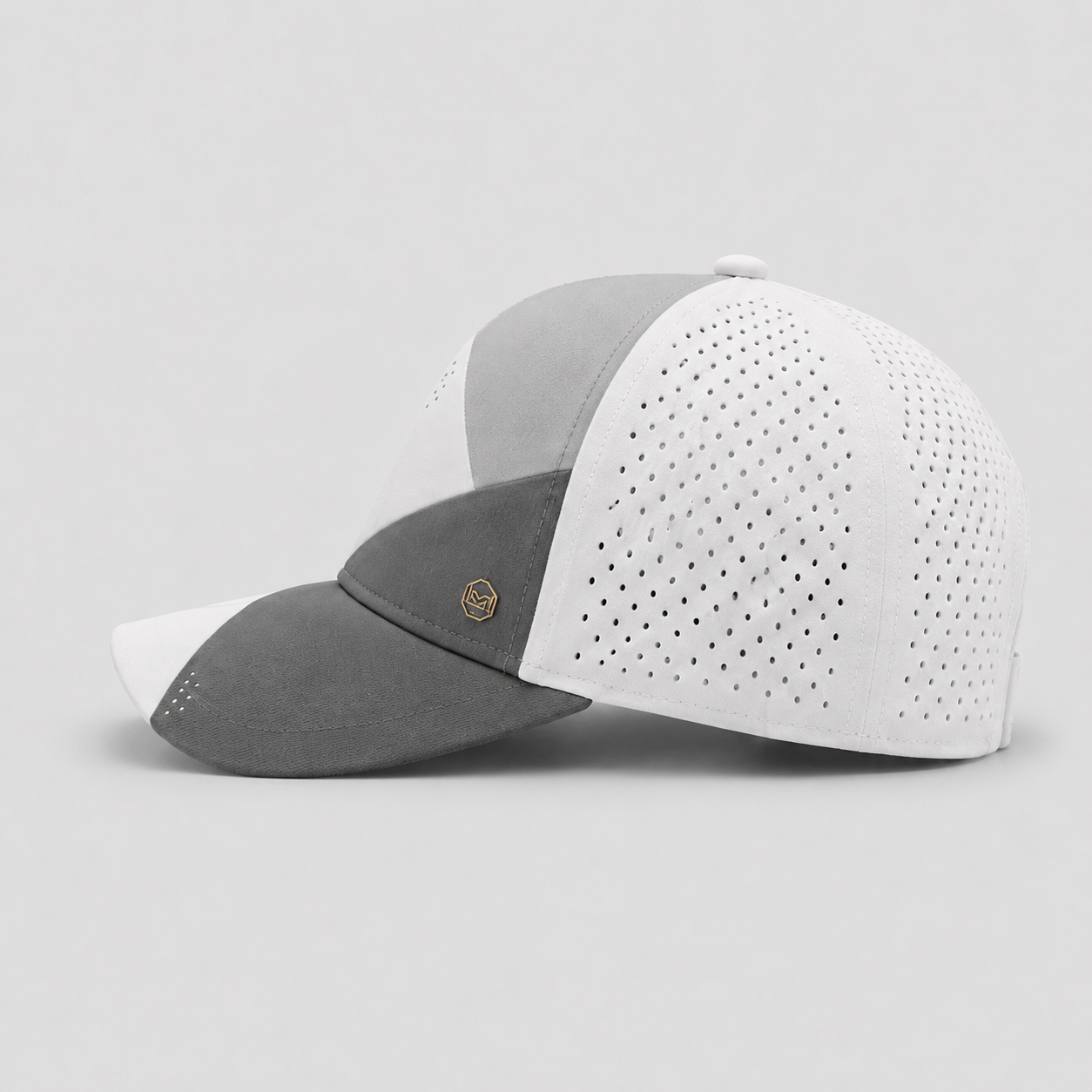 Golf Hat,www.nearlonggolf.com,White Grey 6 Panel Golf Hat With Geometric Pattern
