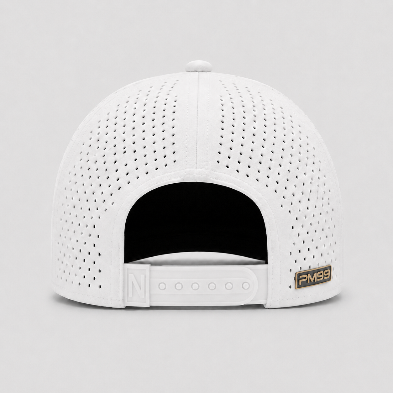 White Vented Golf Cap,www.nearlonggolf.com,White Vented Golf Cap With Gold Logo Detail