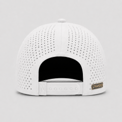 White Vented Golf Cap,www.nearlonggolf.com,White Vented Golf Cap With Gold Logo Detail