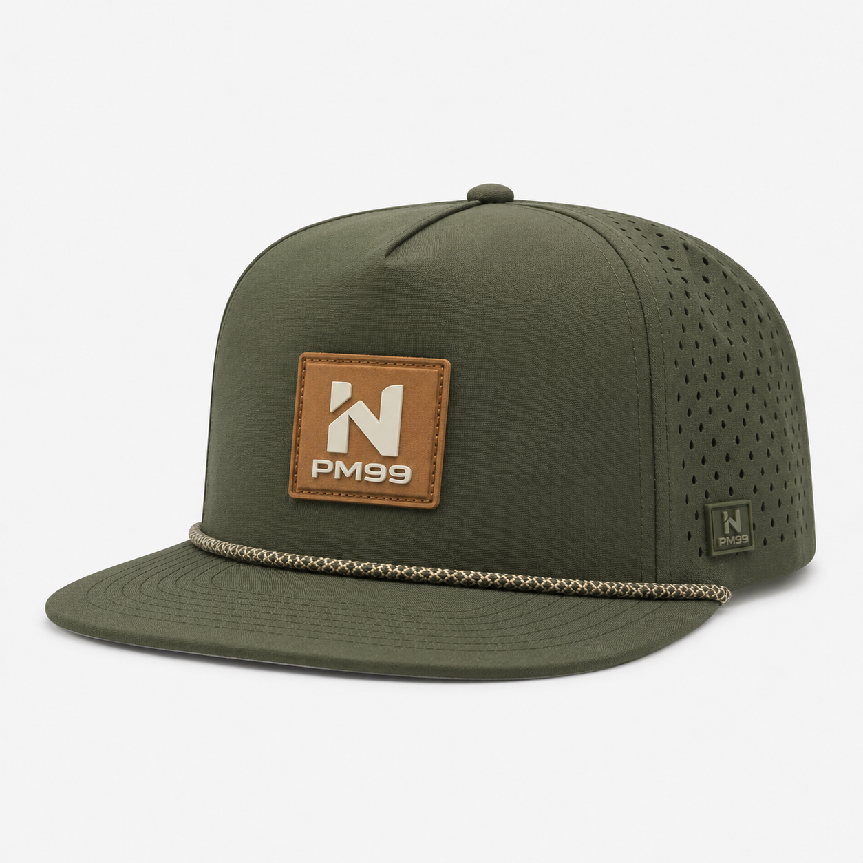 Olive Green Rope Golf Hat,www.nearlonggolf.com,Olive Green Rope Golf Hat With Leather Patch Logo
