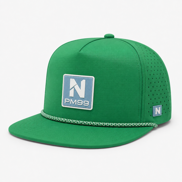 ケリーグリーンゴルフロープハット、www.nearlonggolf.com、シリコンロゴパッチ付きケリーグリーンゴルフロープハット