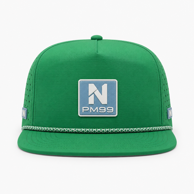 ケリーグリーンゴルフロープハット、www.nearlonggolf.com、シリコンロゴパッチ付きケリーグリーンゴルフロープハット