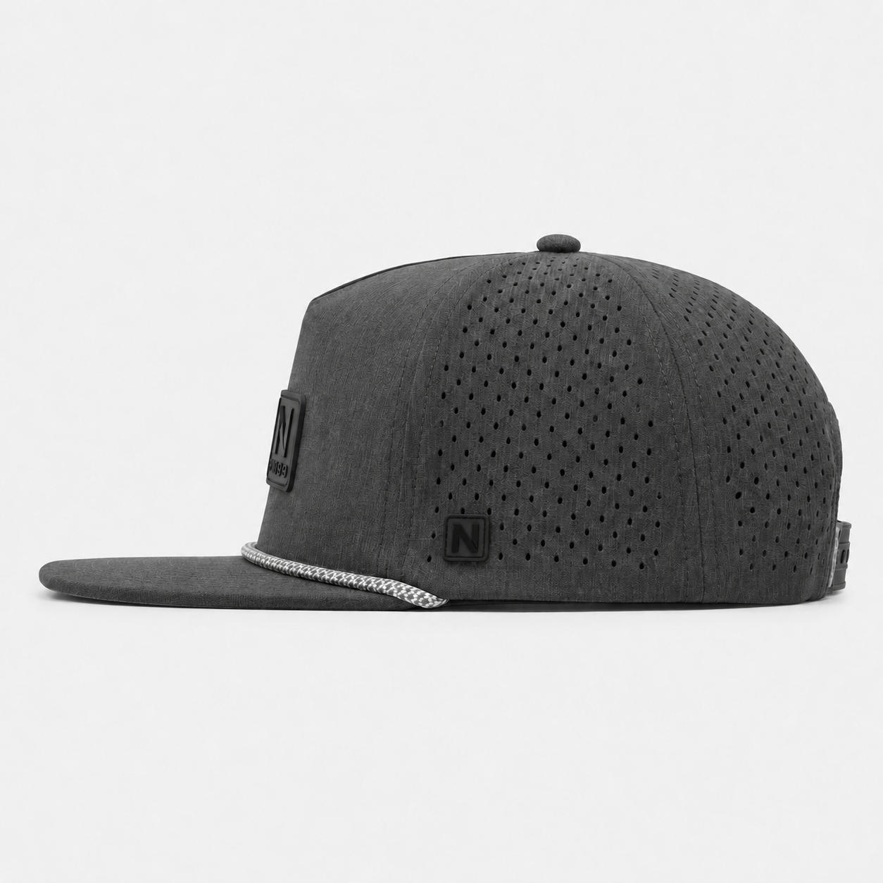 Golf Cap,www.nearlonggolf.com,Charcoal Grey High Crown Golf Cap With Rope Trim