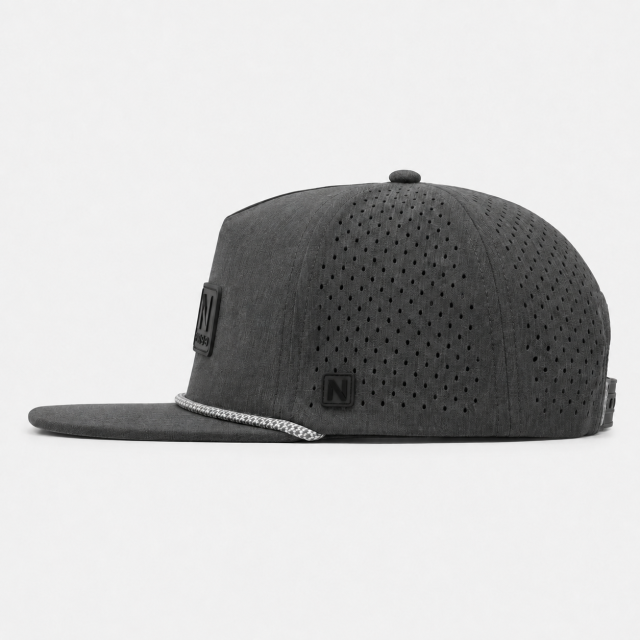 Golf Cap,www.nearlonggolf.com,Charcoal Grey High Crown Golf Cap With Rope Trim