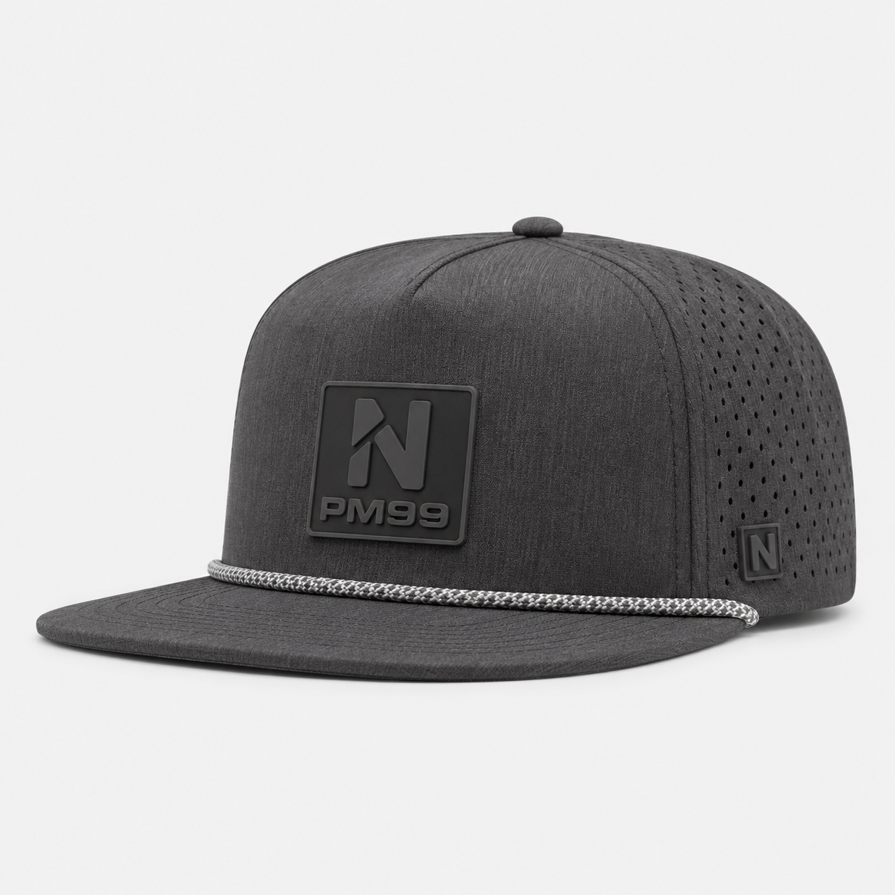 Golf Cap,www.nearlonggolf.com,Charcoal Grey High Crown Golf Cap With Rope Trim