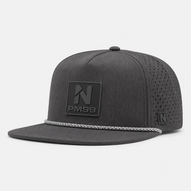 Golf Cap,www.nearlonggolf.com,Charcoal Grey High Crown Golf Cap With Rope Trim