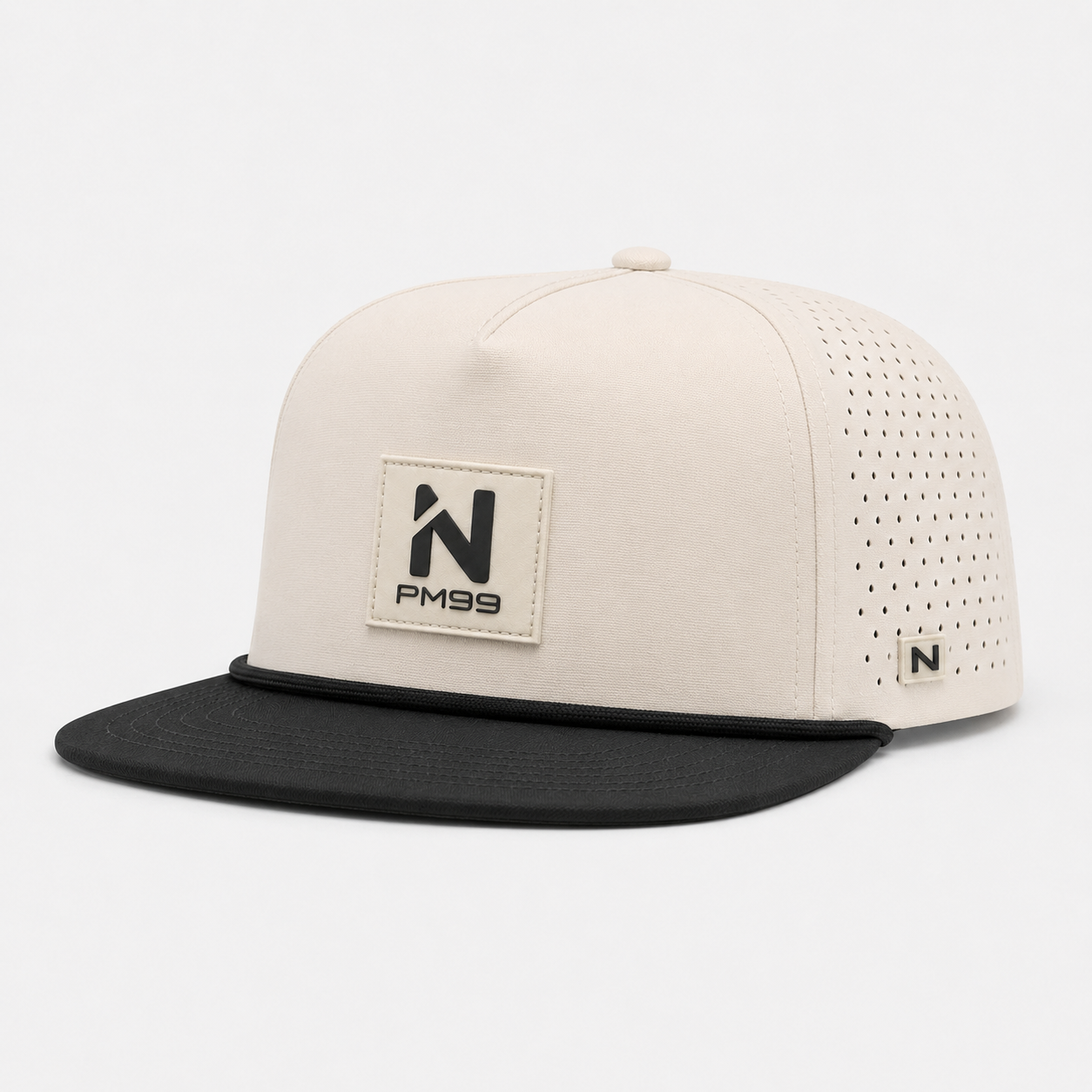 Cream A Frame Golf Rope Cap,www.nearlonggolf.com,Cream A Frame Golf Rope Cap With Black Flat Bill
