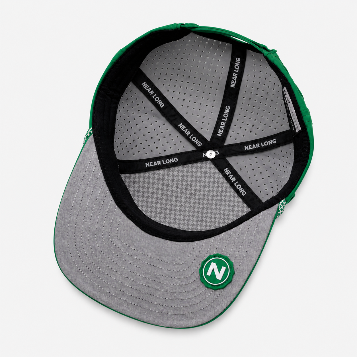 ケリーグリーンゴルフロープハット、www.nearlonggolf.com、シリコンロゴパッチ付きケリーグリーンゴルフロープハット