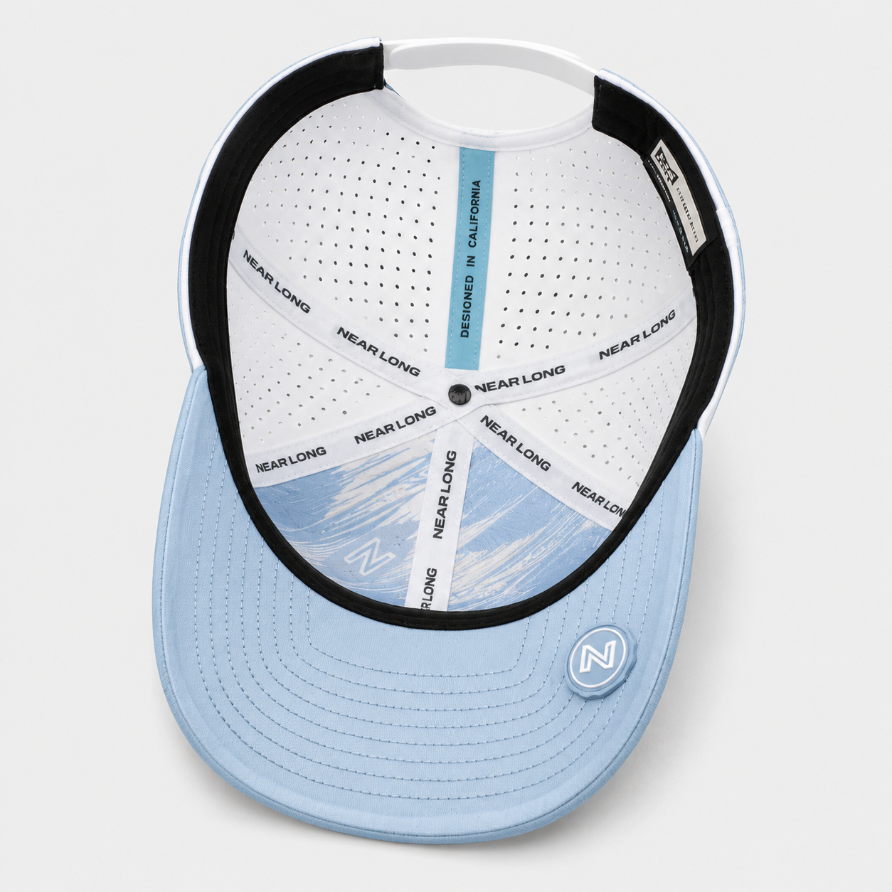 Ivory Blue Golf Rope Hat,www.nearlonggolf.com,Ivory Blue Golf Rope Hat With Leather Patch Logo