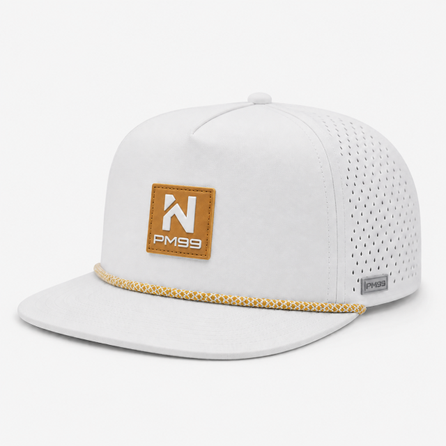 Structured White Golf Hat,www.nearlonggolf.com,Structured White Golf Hat With Flat Brim And Vents