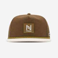 Brown Golf Cap,www.nearlonggolf.com,Brown Golf Cap With White Flat Bill And Rope Detail
