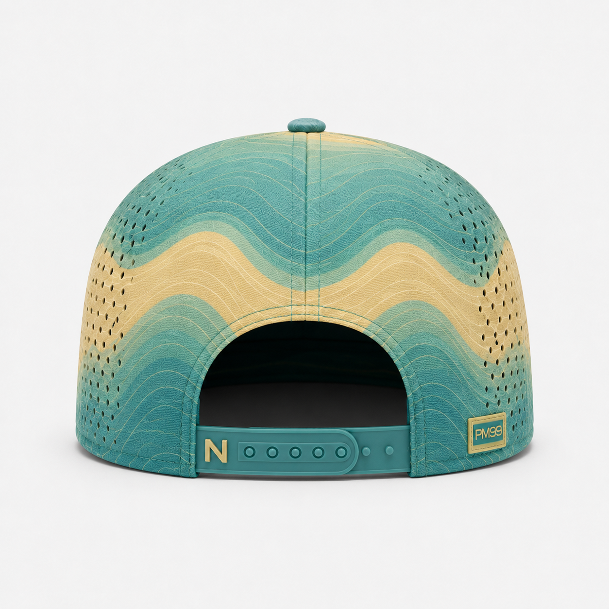 Teal Wave Pattern Golf Rope Hat,www.nearlonggolf.com,Teal Wave Pattern Golf Hat With Rope And Side Vents