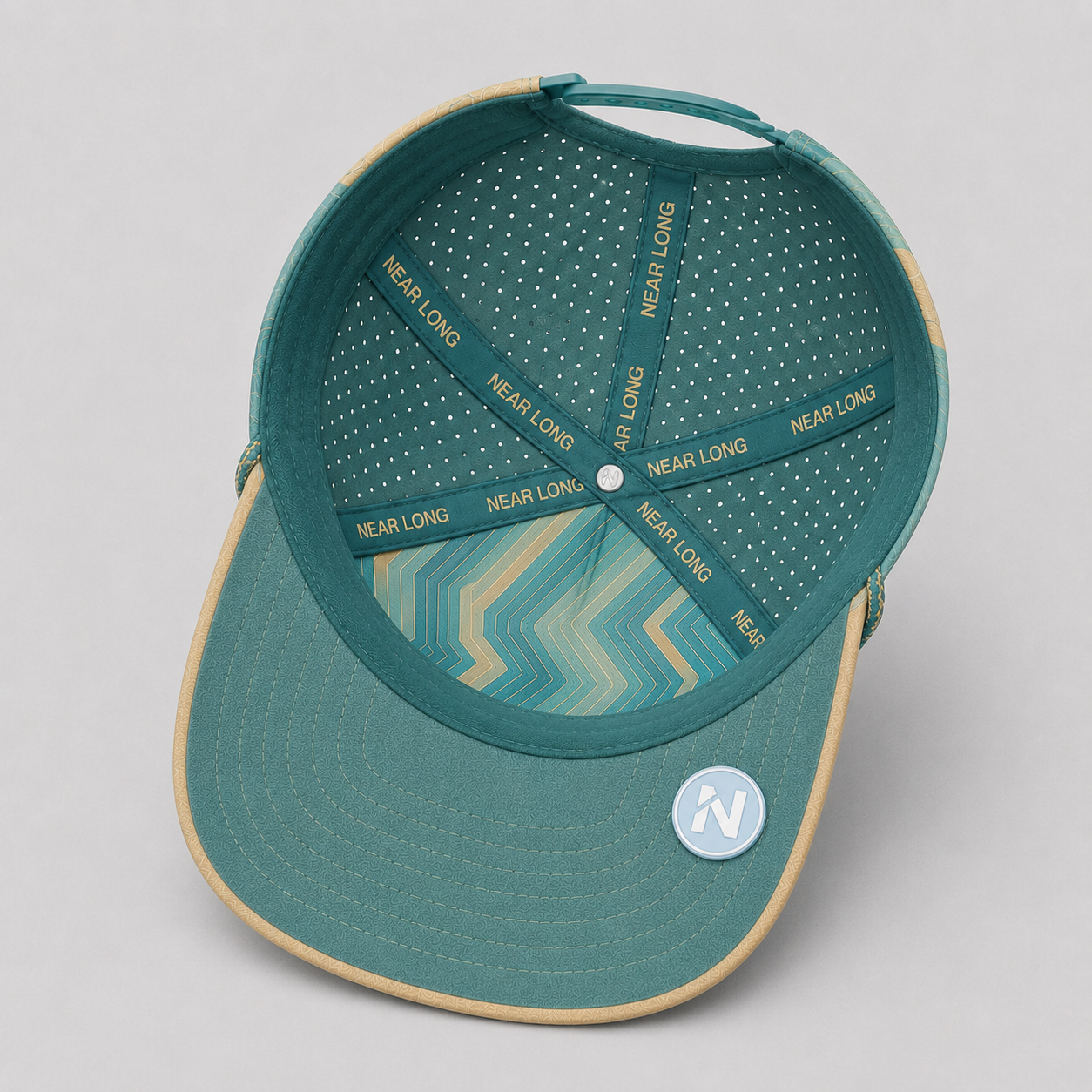 Teal Wave Pattern Golf Rope Hat,www.nearlonggolf.com,Teal Wave Pattern Golf Hat With Rope And Side Vents