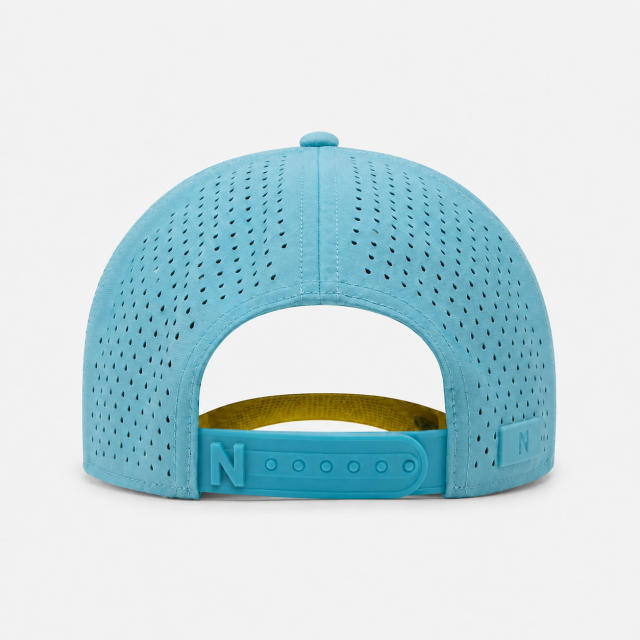 Blue Performance Golf Cap,www.nearlonggolf.com,Light Blue Performance Golf Cap With Braided Rope Trim
